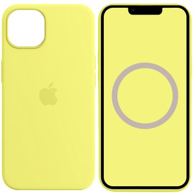 Чохол Silicone case (AAA) full with Magsafe and Animation для Apple iPhone 13 (6.1") Жовтий / Lemon Zest