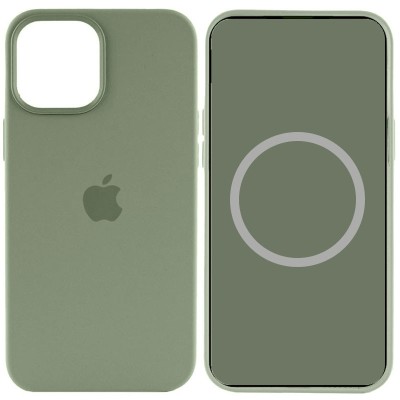 Чохол Silicone case (AAA) full with Magsafe and Animation для Apple iPhone 15 Pro (6.1") Зелений / Cypress Чохол Silicone case (AAA) full with Magsafe and Animation для Apple iPhone 15 Pro (6.1") Зелений / Cypress