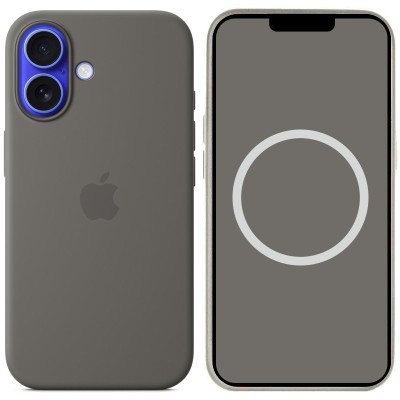 Чохол Silicone case (AAA) full with Magsafe and Animation для Apple iPhone 16 Plus (6.7") Stone Grey