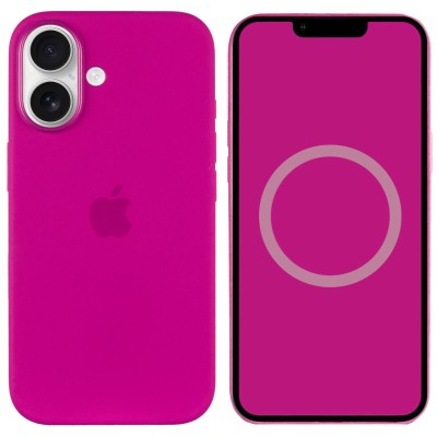 Чохол Silicone case (AAA) with Magsafe and Animation (button) для Apple iPhone 16 (6.1") Fuchsia