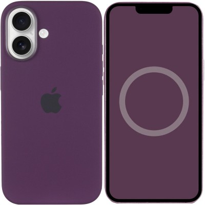 Чохол Silicone case (AAA) with Magsafe and Animation (button) для Apple iPhone 16 (6.1") Plum