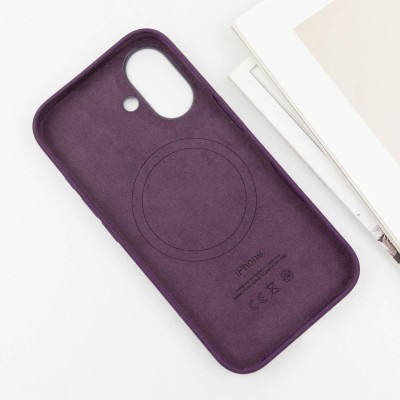 Чохол Silicone case (AAA) with Magsafe and Animation (button) для Apple iPhone 16 (6.1") Plum