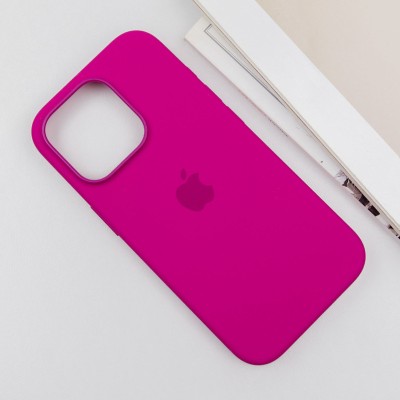 Чохол Silicone case (AAA) with Magsafe and Animation (button) для Apple iPhone 16 Pro Max (6.9") Fuchsia
