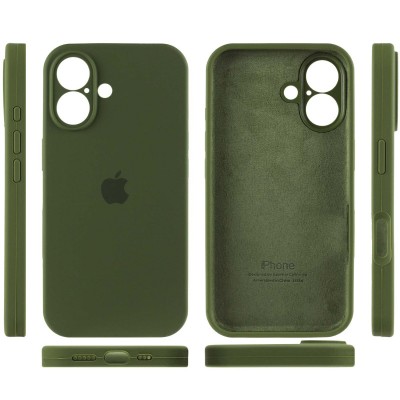 Чохол Silicone Case Full Camera Protective (AA) для Apple iPhone 16 (6.1") Зелений / Dark Olive Чохол Silicone Case Full Camera Protective (AA) для Apple iPhone 16 (6.1") Зелений / Dark Olive