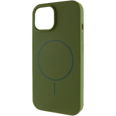 Чохол Silicone Case Full Protective (AA) NO LOGO with MagSafe для Apple iPhone 15 (6.1") Зелений / Dark Olive