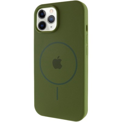 Чохол Silicone Case Full Protective (AA) with MagSafe для Apple iPhone 11 Pro (5.8") Зелений / Dark Olive Чохол Silicone Case Full Protective (AA) with MagSafe для Apple iPhone 11 Pro (5.8") Зелений / Dark Olive