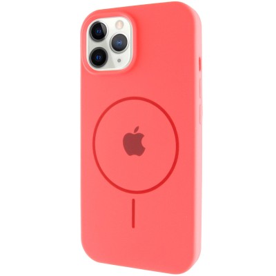 Чохол Silicone Case Full Protective (AA) with MagSafe для Apple iPhone 11 Pro (5.8") Кавуновий / Watermelon red