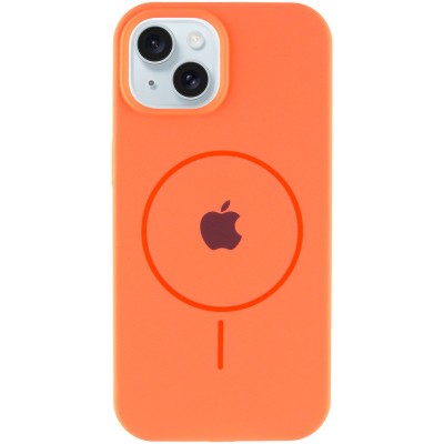 Чохол Silicone Case Full Protective (AA) with MagSafe для Apple iPhone 15 (6.1") Помаранчевий / Papaya