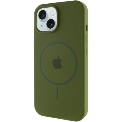 Чохол Silicone Case Full Protective (AA) with MagSafe для Apple iPhone 15 Plus (6.7") Зелений / Dark Olive Чохол Silicone Case Full Protective (AA) with MagSafe для Apple iPhone 15 Plus (6.7") Зелений / Dark Olive