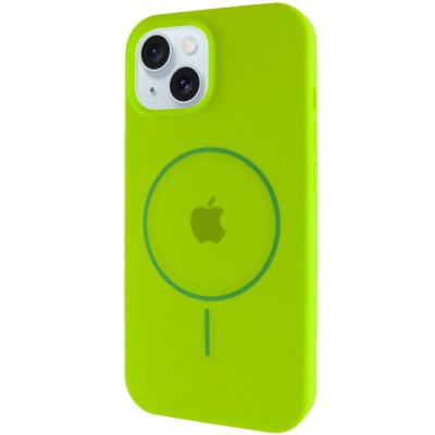 Чохол Silicone Case Full Protective (AA) with MagSafe для Apple iPhone 15 Plus (6.7") Салатовий / Neon green Чохол Silicone Case Full Protective (AA) with MagSafe для Apple iPhone 15 Plus (6.7") Салатовий / Neon green