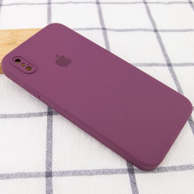 Чохол Silicone Case Square Full Camera Protective (AA) для Apple iPhone XS / X (5.8") Бордовий / Maroon Чохол Silicone Case Square Full Camera Protective (AA) для Apple iPhone XS / X (5.8") Бордовий / Maroon