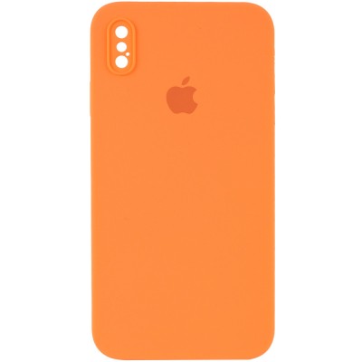 Чохол Silicone Case Square Full Camera Protective (AA) для Apple iPhone XS / X (5.8") Помаранчевий / Papaya Чохол Silicone Case Square Full Camera Protective (AA) для Apple iPhone XS / X (5.8") Помаранчевий / Papaya