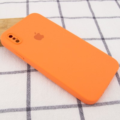 Чохол Silicone Case Square Full Camera Protective (AA) для Apple iPhone XS / X (5.8") Помаранчевий / Papaya Чохол Silicone Case Square Full Camera Protective (AA) для Apple iPhone XS / X (5.8") Помаранчевий / Papaya