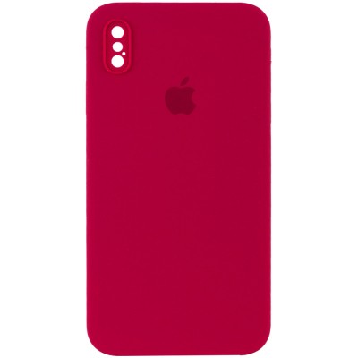 Чохол Silicone Case Square Full Camera Protective (AA) для Apple iPhone XS Max (6.5") Червоний / Rose Red Чохол Silicone Case Square Full Camera Protective (AA) для Apple iPhone XS Max (6.5") Червоний / Rose Red