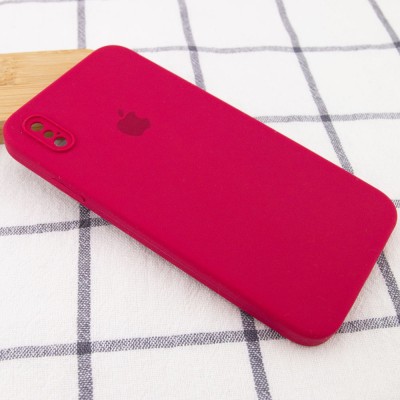 Чохол Silicone Case Square Full Camera Protective (AA) для Apple iPhone XS Max (6.5") Червоний / Rose Red Чохол Silicone Case Square Full Camera Protective (AA) для Apple iPhone XS Max (6.5") Червоний / Rose Red