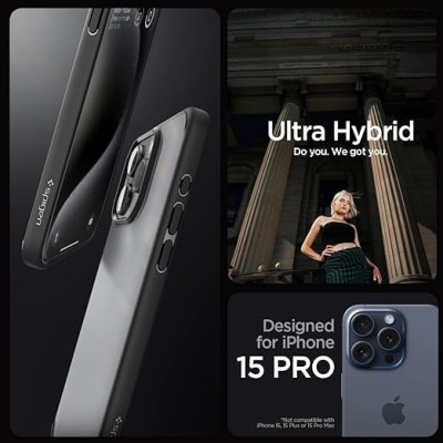 Чохол Spigen для iPhone 15 Pro, Ultra Hybrid, Frost Black (ACS06709) Чохол Spigen для iPhone 15 Pro, Ultra Hybrid, Frost Black (ACS06709)