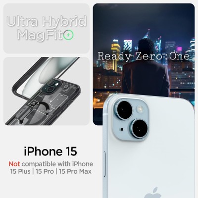 Чохол Spigen для iPhone 15, Ultra Hybrid MagFit, Zero One (ACS06806) Чохол Spigen для iPhone 15, Ultra Hybrid MagFit, Zero One (ACS06806)