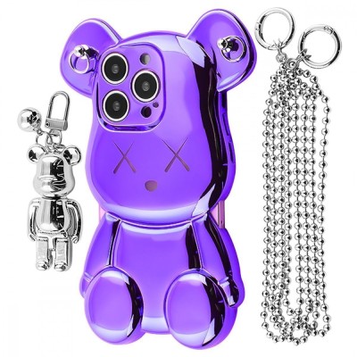 Чохол Teddy Bear Case with Strap iPhone 12 Pro Max purple
