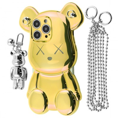 Чохол Teddy Bear Case with Strap iPhone 15 Pro Max gold
