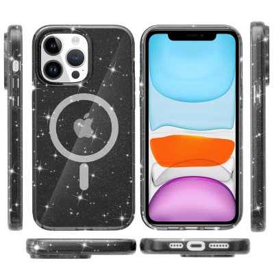 Чохол TPU Galaxy Sparkle (MagFit) для Apple iPhone 13 Pro (6.1") Black+Glitter Чохол TPU Galaxy Sparkle (MagFit) для Apple iPhone 13 Pro (6.1") Black+Glitter