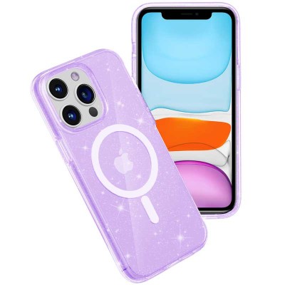 Чохол TPU Galaxy Sparkle (MagFit) для Apple iPhone 13 Pro Max (6.7") Purple+Glitter Чохол TPU Galaxy Sparkle (MagFit) для Apple iPhone 13 Pro Max (6.7") Purple+Glitter