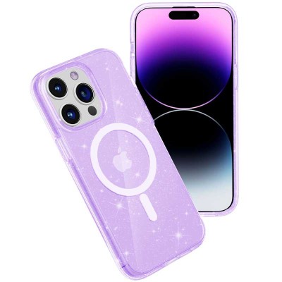 Чохол TPU Galaxy Sparkle (MagFit) для Apple iPhone 14 Pro Max (6.7") Purple+Glitter Чохол TPU Galaxy Sparkle (MagFit) для Apple iPhone 14 Pro Max (6.7") Purple+Glitter