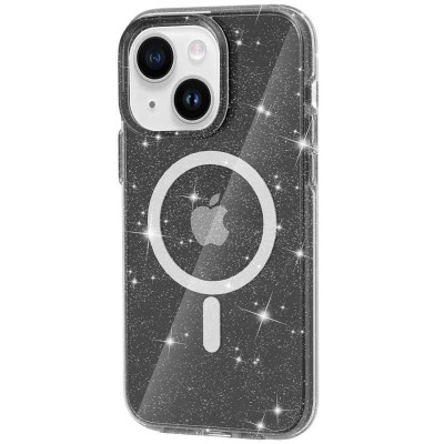 Чохол TPU Galaxy Sparkle (MagFit) для Apple iPhone 15 (6.1") Black+Glitter Чохол TPU Galaxy Sparkle (MagFit) для Apple iPhone 15 (6.1") Black+Glitter
