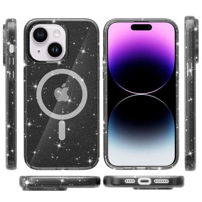 Чохол TPU Galaxy Sparkle (MagFit) для Apple iPhone 15 (6.1") Black+Glitter Чохол TPU Galaxy Sparkle (MagFit) для Apple iPhone 15 (6.1") Black+Glitter