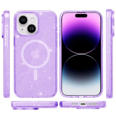 Чохол TPU Galaxy Sparkle (MagFit) для Apple iPhone 15 (6.1") Purple+Glitter Чохол TPU Galaxy Sparkle (MagFit) для Apple iPhone 15 (6.1") Purple+Glitter