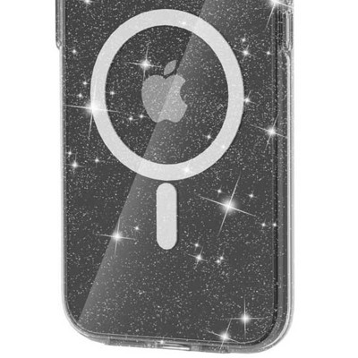 Чохол TPU Galaxy Sparkle (MagFit) для Apple iPhone 16 (6.1") Black+Glitter