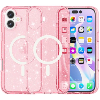 Чохол TPU Galaxy Sparkle (MagFit) для Apple iPhone 16 (6.1") Pink+Glitter Чохол TPU Galaxy Sparkle (MagFit) для Apple iPhone 16 (6.1") Pink+Glitter
