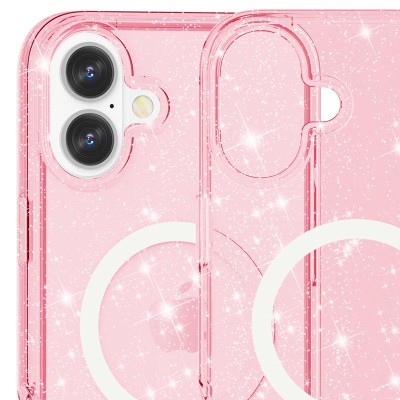 Чохол TPU Galaxy Sparkle (MagFit) для Apple iPhone 16 (6.1") Pink+Glitter Чохол TPU Galaxy Sparkle (MagFit) для Apple iPhone 16 (6.1") Pink+Glitter