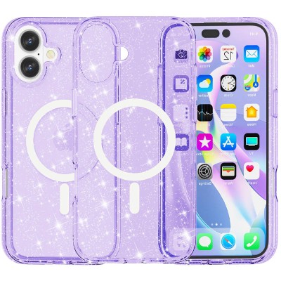 Чохол TPU Galaxy Sparkle (MagFit) для Apple iPhone 16 (6.1") Purple+Glitter Чохол TPU Galaxy Sparkle (MagFit) для Apple iPhone 16 (6.1") Purple+Glitter