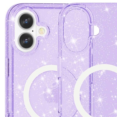 Чохол TPU Galaxy Sparkle (MagFit) для Apple iPhone 16 (6.1") Purple+Glitter Чохол TPU Galaxy Sparkle (MagFit) для Apple iPhone 16 (6.1") Purple+Glitter