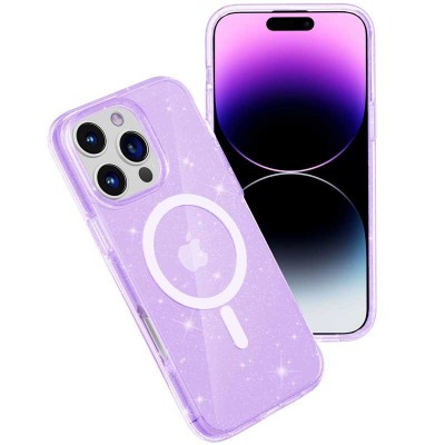 Чохол TPU Galaxy Sparkle (MagFit) для Apple iPhone 16 Pro Max (6.9") Purple+Glitter Чохол TPU Galaxy Sparkle (MagFit) для Apple iPhone 16 Pro Max (6.9") Purple+Glitter