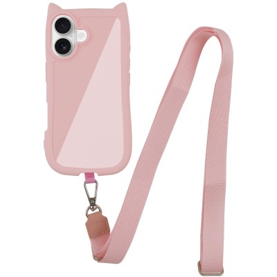 Чохол TPU GETMAN Cat with straps для Apple iPhone 16 Plus (6.7") Pink Чохол TPU GETMAN Cat with straps для Apple iPhone 16 Plus (6.7") Pink