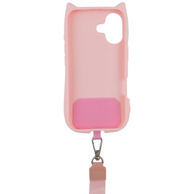 Чохол TPU GETMAN Cat with straps для Apple iPhone 16 Plus (6.7") Pink Чохол TPU GETMAN Cat with straps для Apple iPhone 16 Plus (6.7") Pink