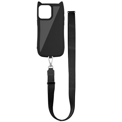 Чохол TPU GETMAN Cat with straps для Apple iPhone 16 Pro (6.3") Black Чохол TPU GETMAN Cat with straps для Apple iPhone 16 Pro (6.3") Black