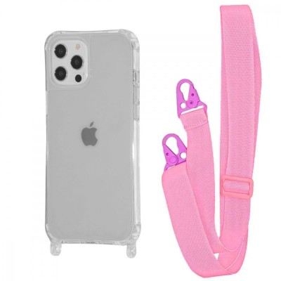 Чохол WAVE Clear Case with Strap iPhone 12/12 Pro pink