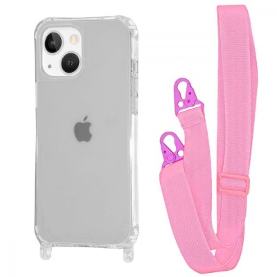Чохол WAVE Clear Case with Strap iPhone 15 pink