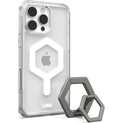 Чохол+магнітне кільце-тримач UAG для Apple iPhone 16 Pro Max, Plyo MagSafe, Ice White/Titanium Stand (1144811BV01)
