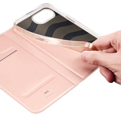 Чохол-книжка Dux Ducis з кишенею для візиток для Apple iPhone 16e (6.1") Rose Gold