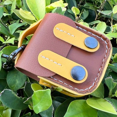 Шкіряний футляр Briefcase для навушників AirPods 1/2 Brown / Yellow