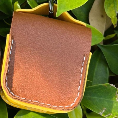 Шкіряний футляр Briefcase для навушників AirPods 1/2 Brown / Yellow