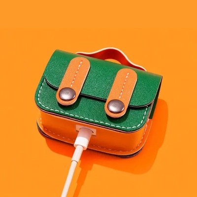 Шкіряний футляр Briefcase для навушників AirPods Pro 2 / Pro Green / Orange Шкіряний футляр Briefcase для навушників AirPods Pro 2 / Pro Green / Orange