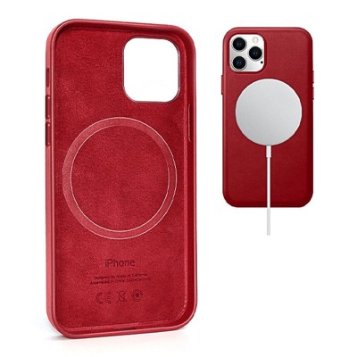 Шкіряний чохол Leather Case (AAA) with MagSafe and Animation для Apple iPhone 12 Pro / 12 (6.1") Red Шкіряний чохол Leather Case (AAA) with MagSafe and Animation для Apple iPhone 12 Pro / 12 (6.1") Red