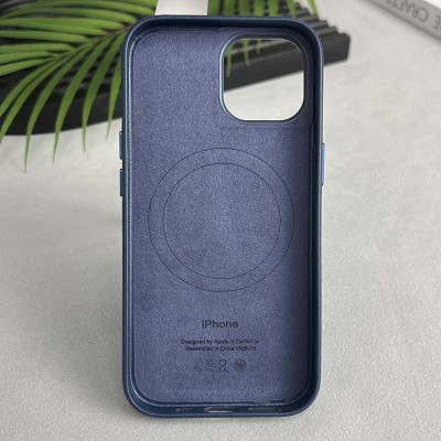 Шкіряний чохол Leather Case (AAA) with MagSafe and Animation для Apple iPhone 15 (6.1") Blue Шкіряний чохол Leather Case (AAA) with MagSafe and Animation для Apple iPhone 15 (6.1") Blue