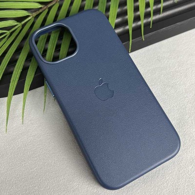 Шкіряний чохол Leather Case (AAA) with MagSafe and Animation для Apple iPhone 15 (6.1") Blue Шкіряний чохол Leather Case (AAA) with MagSafe and Animation для Apple iPhone 15 (6.1") Blue