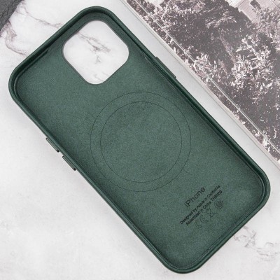 Шкіряний чохол Leather Case (AAA) with MagSafe and Animation для Apple iPhone 15 (6.1") Green Шкіряний чохол Leather Case (AAA) with MagSafe and Animation для Apple iPhone 15 (6.1") Green