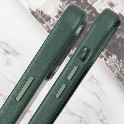 Шкіряний чохол Leather Case (AAA) with MagSafe and Animation для Apple iPhone 15 (6.1") Green Шкіряний чохол Leather Case (AAA) with MagSafe and Animation для Apple iPhone 15 (6.1") Green